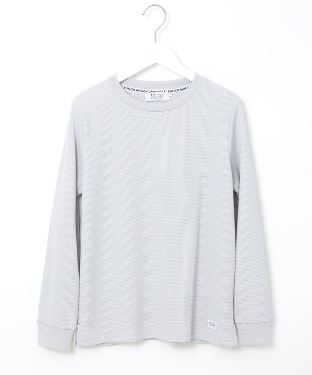 ワッフル生地 クルーネック カットソー