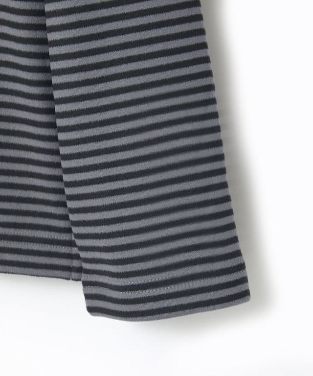 天竺 ボーダー柄 ハイネックカットソー