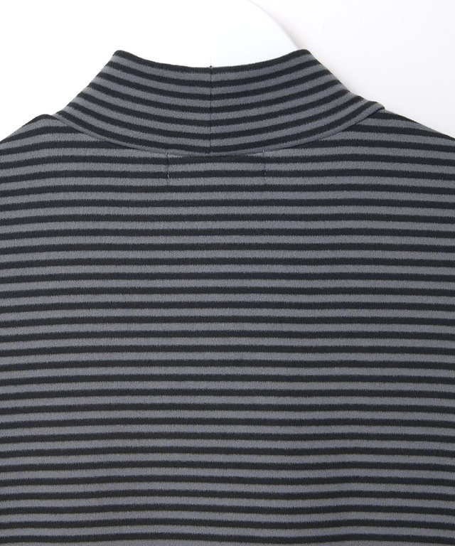 天竺 ボーダー柄 ハイネックカットソー