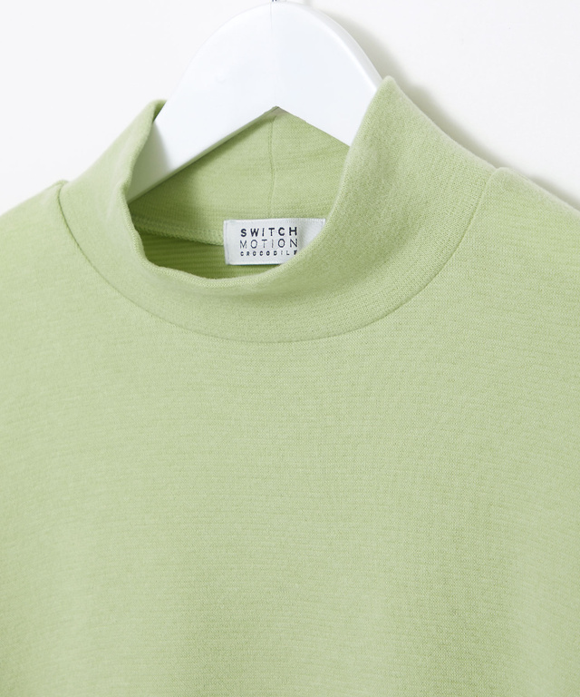 リブボーダー ハイネック カットソー