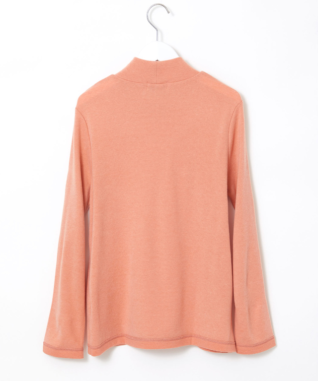 リブボーダー ハイネック カットソー