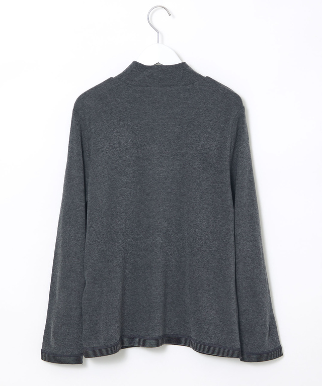 リブボーダー ハイネック カットソー