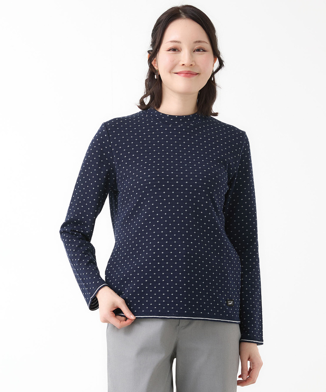 ドット柄 ジャカード カットソー