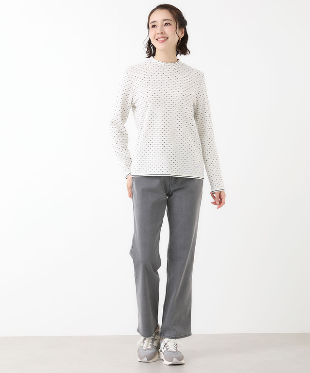 ドット柄 ジャカード カットソー
