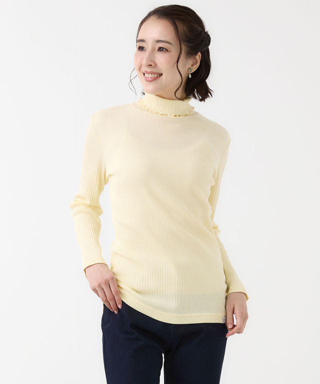 リブ メロー ハイネックカットソー