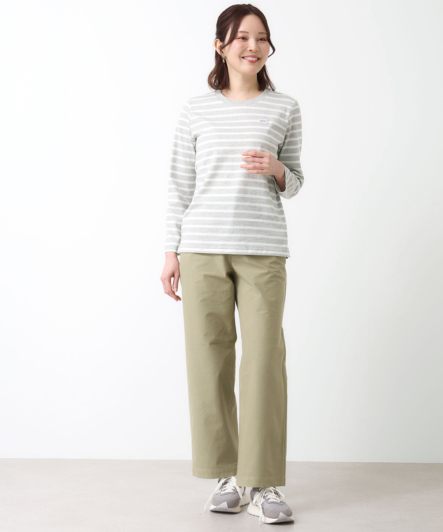 天竺 パネルボーダー クルーネック Tシャツ