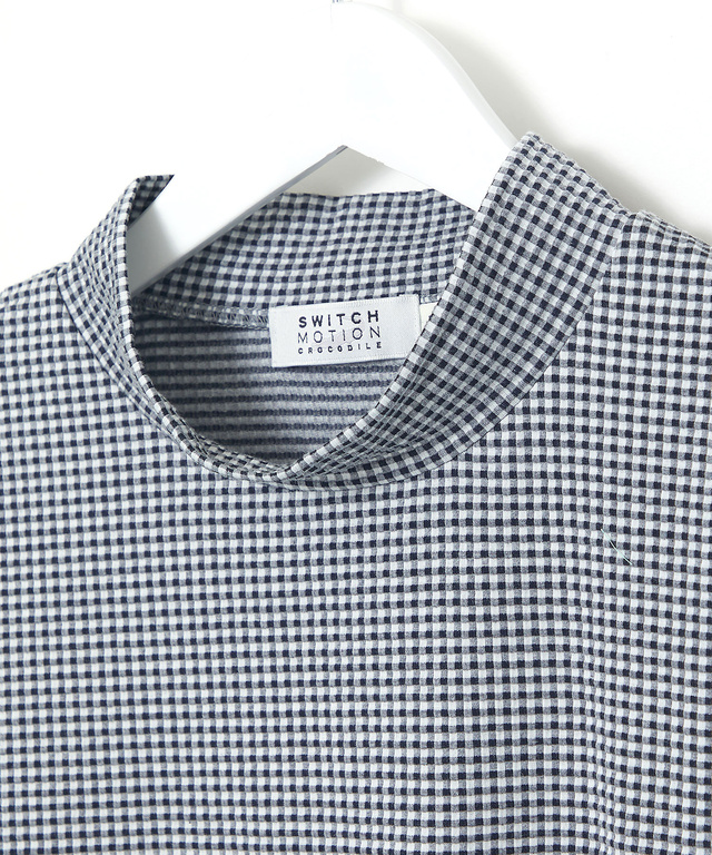 ギンガム ハイネック カットソー