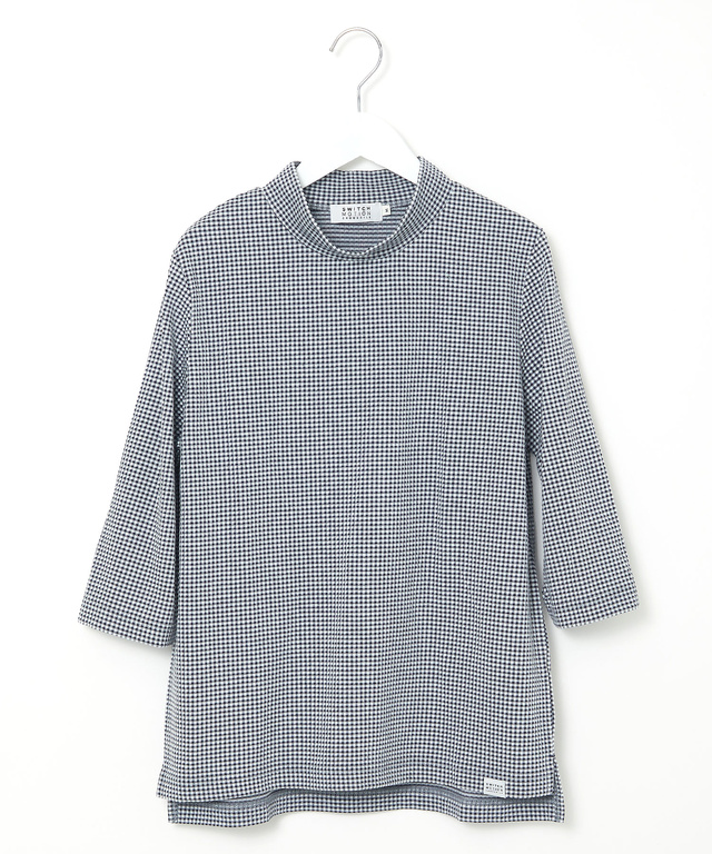 ギンガム ハイネック カットソー