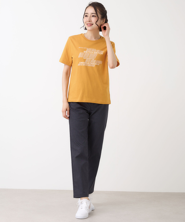 プレーティング天竺 ロゴプリント Tシャツ