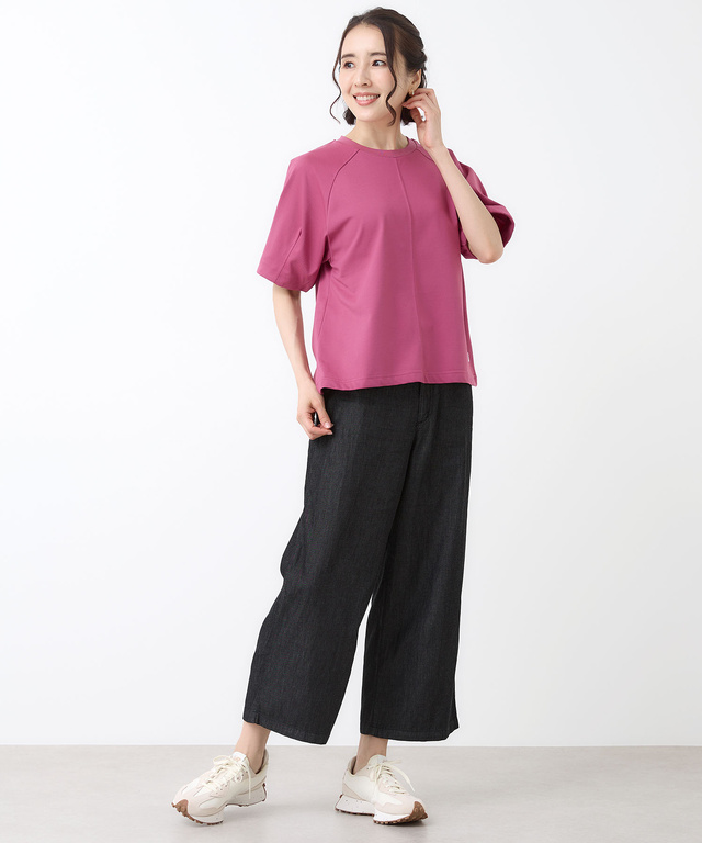 プレーティング天竺 パフスリーブ Tシャツ【接触冷感】