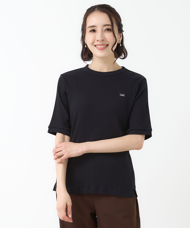 シアーストライプ クルーネック カットソー