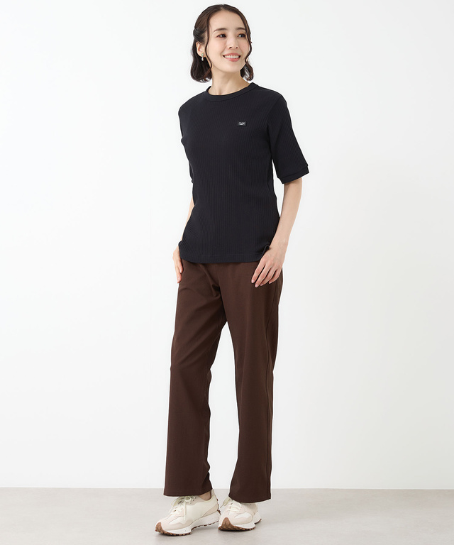 シアーストライプ クルーネック カットソー