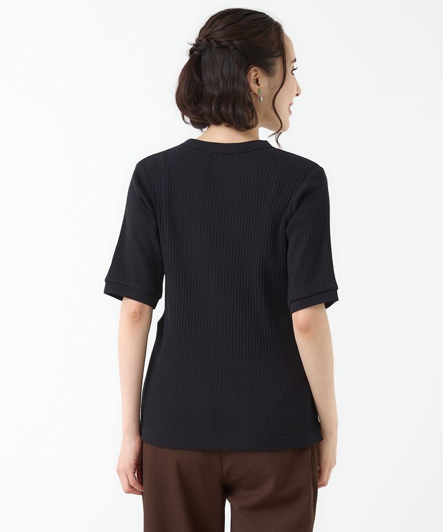 シアーストライプ クルーネック カットソー