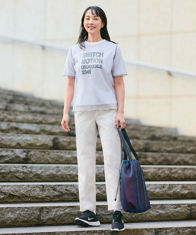 スムース チュール レイヤード風 Tシャツ