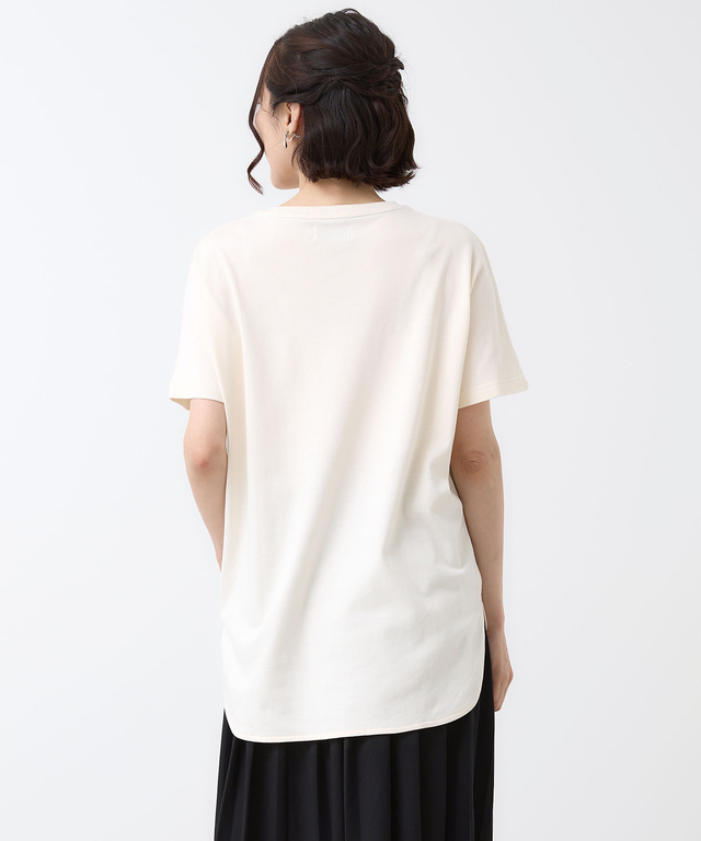 スムース ロゴプリント チュニック丈 Tシャツ