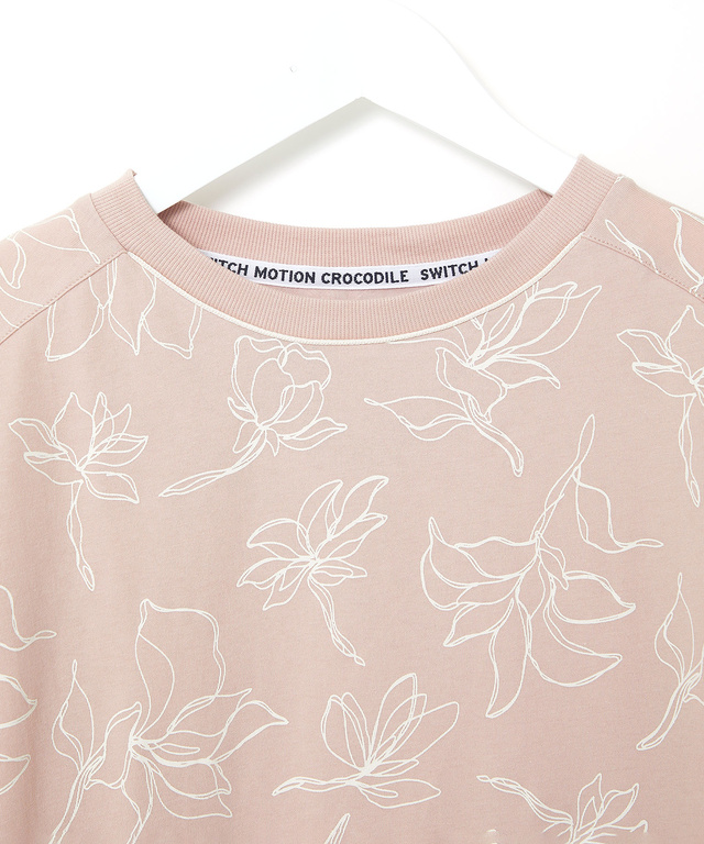 プレーティング天竺 花柄プリント Tシャツ【吸汗速乾】