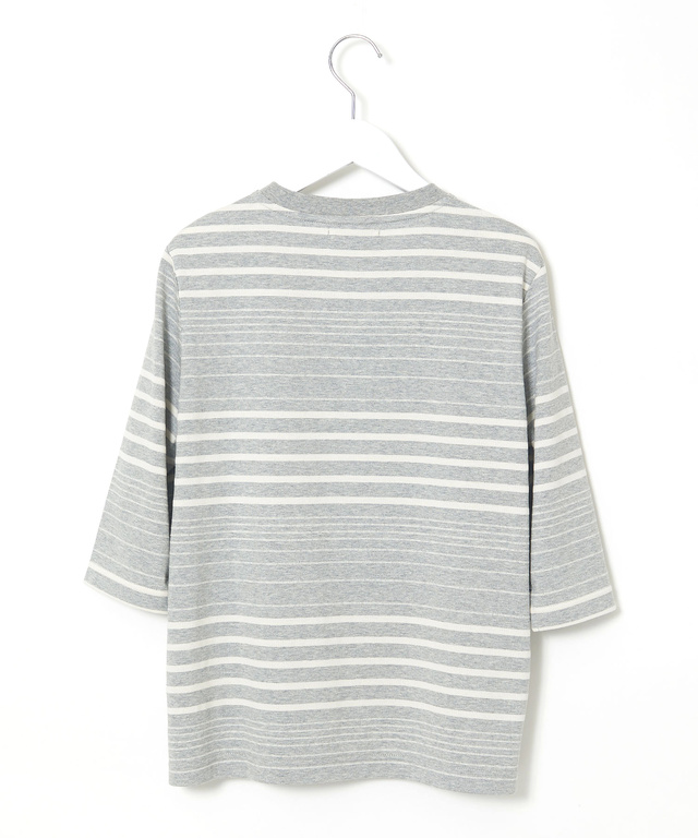天竺 ボーダー6分袖 Tシャツ