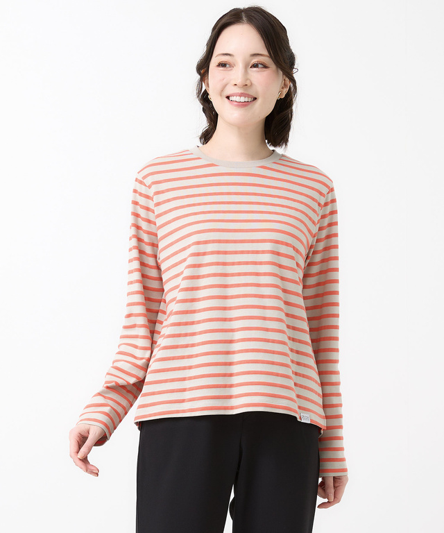 天竺 メランジボーダー クルーネックTシャツ