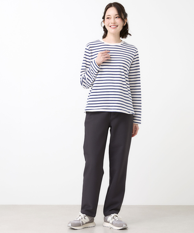 天竺 メランジボーダー クルーネックTシャツ