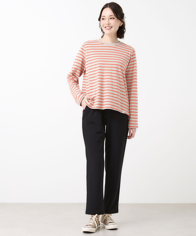 天竺 メランジボーダー クルーネックTシャツ