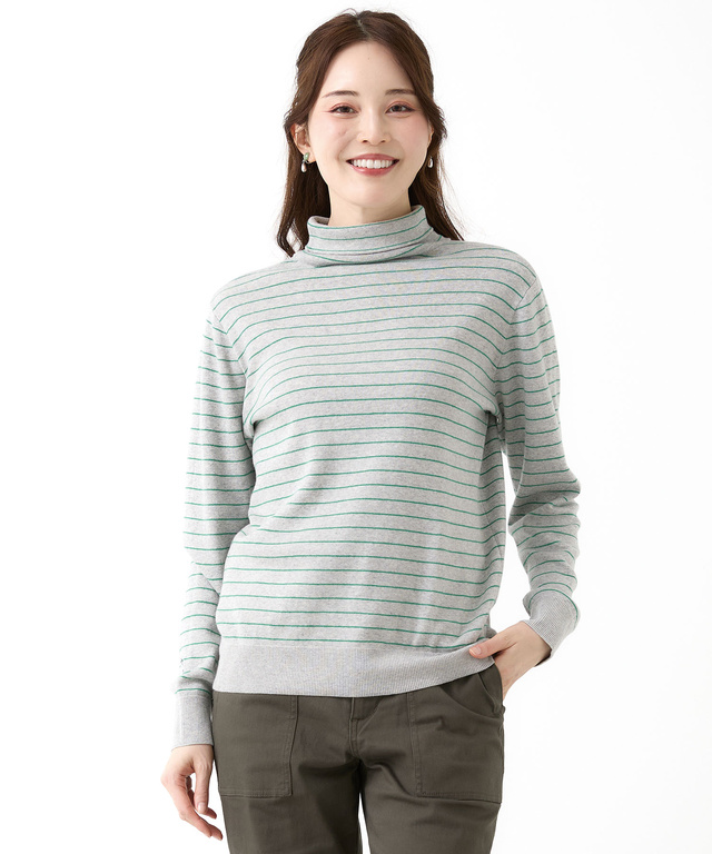 タートルネック 配色 ニット【手洗いOK】