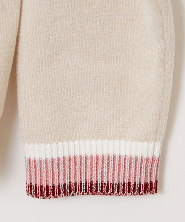 襟配色 ハイネックプルオーバー ニット