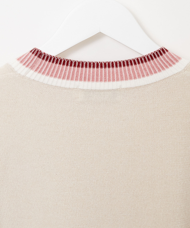 襟配色 ハイネックプルオーバー ニット