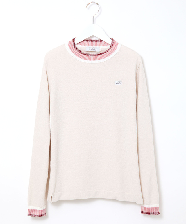 襟配色 ハイネックプルオーバー ニット