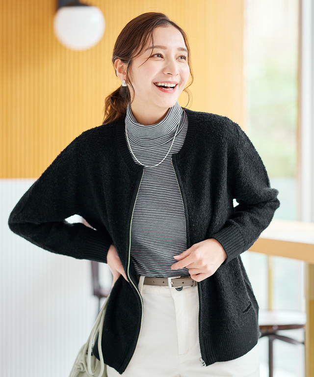 ブークレー ジップ ニットアウター