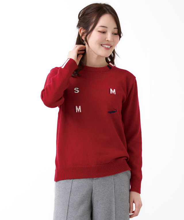 ロゴ クルーネック ニット【日本製】