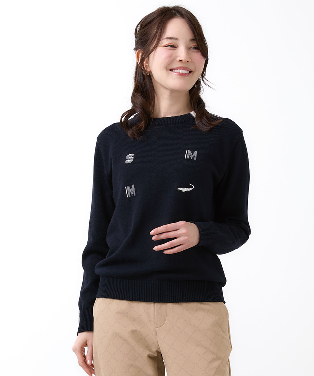 ロゴ クルーネック ニット【日本製】