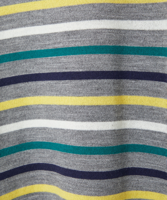 ウールブレンド パネルボーダー柄 ニット【手洗いOK】