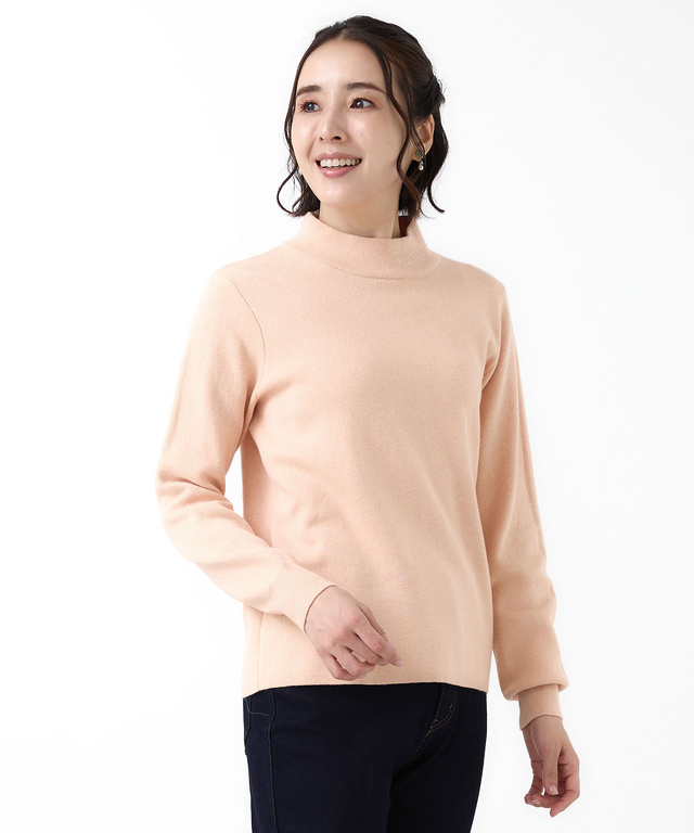 ハイネック リブデザイン ニット