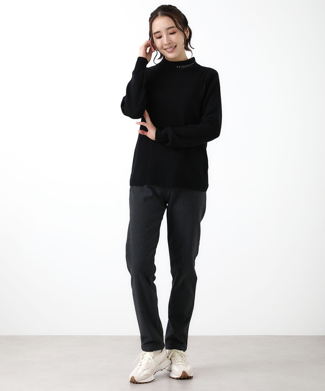 ハイネック リブデザイン ニット