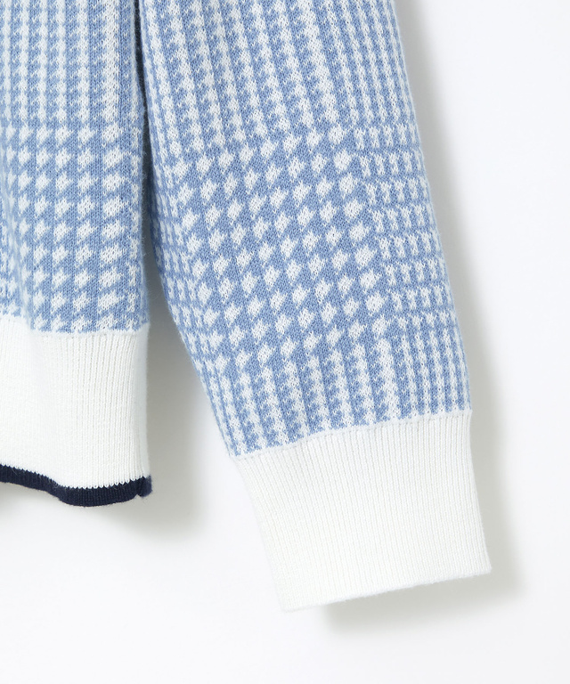 ウールブレンド 千鳥柄チェック 配色 ニット