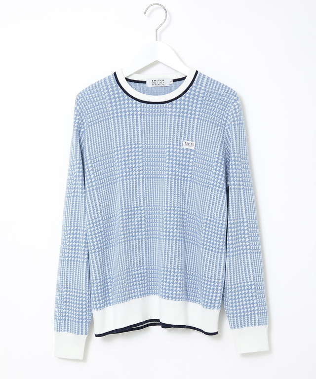 ウールブレンド 千鳥柄チェック 配色 ニット