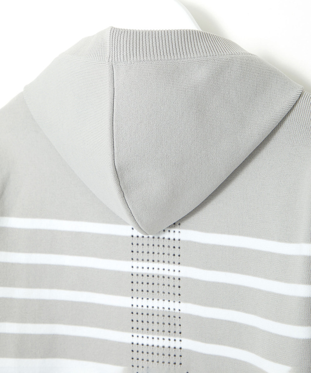 ボーダー柄 ジップアップ ニットパーカー【手洗いOK】