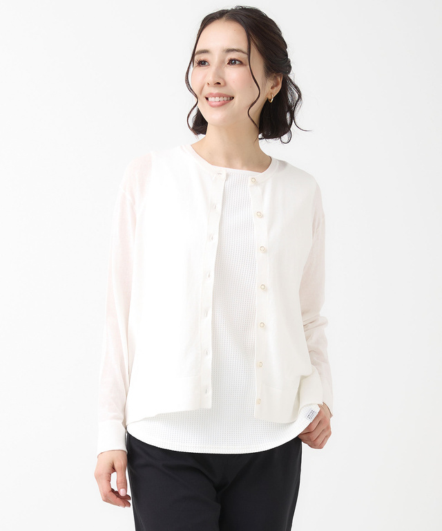 クルーネック カーディガン【手洗いOK】