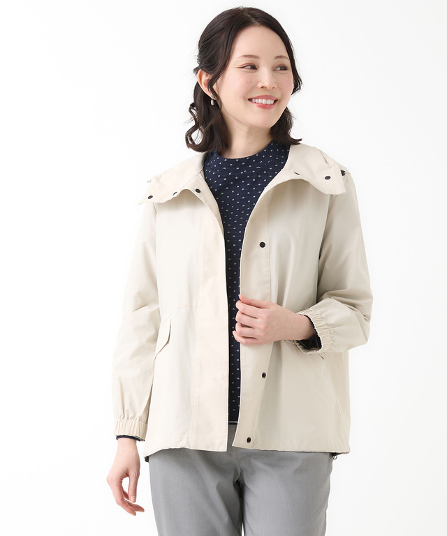 コットンナイロン スタンドカラー ブルゾン