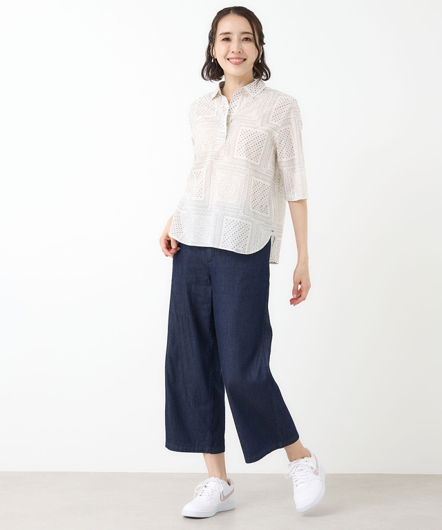 セミワイド クロップド ライト デニム