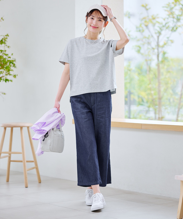 セミワイド クロップド ライト デニム